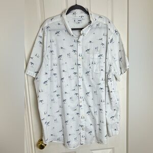Sonoma Button down Shirt Mens 3XB White Beach Graphic Short Sleeve casual